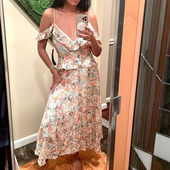 RACHEL Rachel Roy Floral Ruffled Maxi Sun Dress NWT Eggshell Combo - Picture 3 of 7